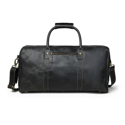 Leather Village Leather Duffel Bags for Men & Women-Stylish Travel Weekender Carry-On Sports Gym Overnight Luggage Bag - 20 Inch - Black