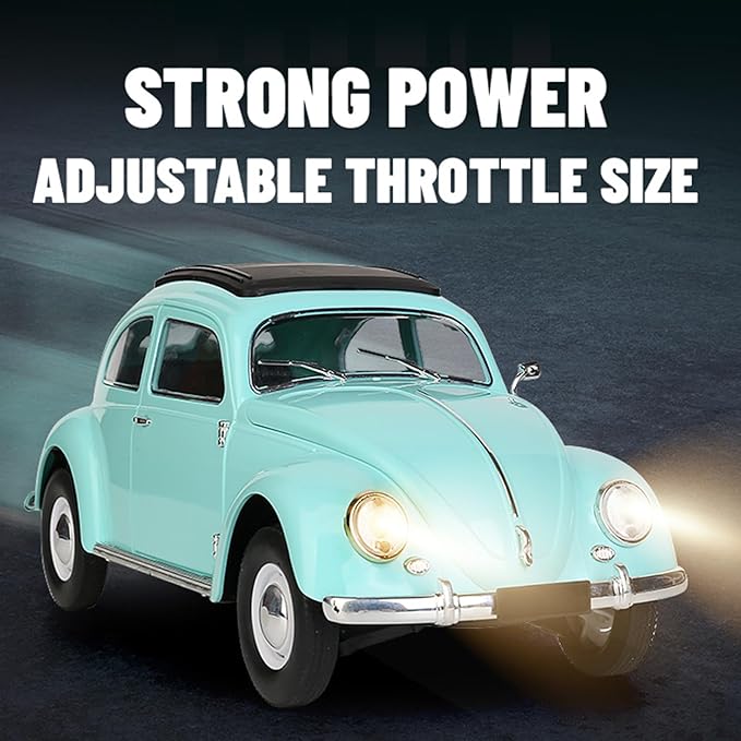 Remote Control Car 1:16 Scale Classic Beetle 1950 Model Toys Car for Teens 2.4GHz 4CH RC Car Rear Wheel Drive with LED Ligjhts and Rechargeable Battery Birthday for Teens Adults