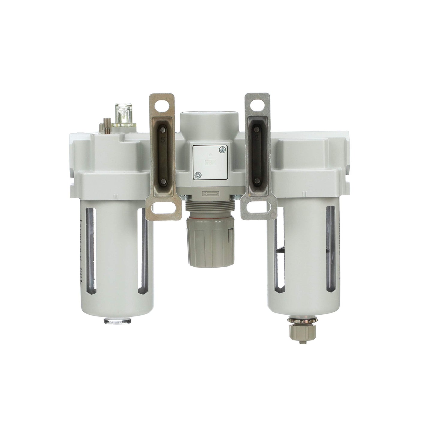PneumaticPlus SAU400-N04G Compressed Air Filter Regulator Lubricator Combo 1/2" NPT - Poly Bowl, Manual Drain, Bracket, Gauge
