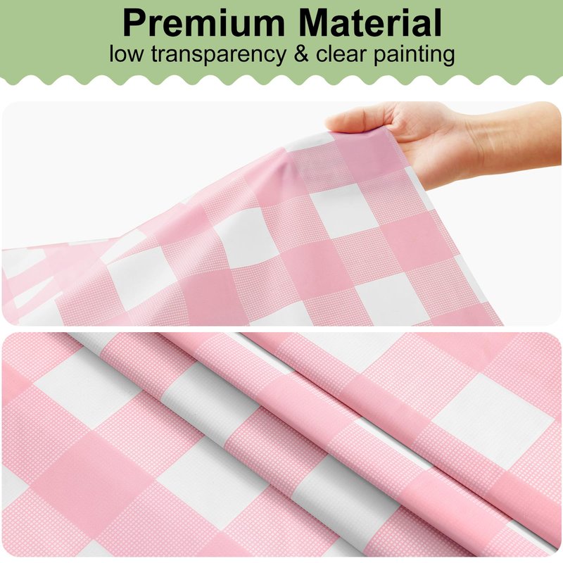 misaya 3 Packs Buffalo Disposable Table Cloth, 54 x 108 Inch Waterproof Plastic Tablecloth, Rectangle Pink and White Checkered Table Covers for Picnic, Birthday, Party