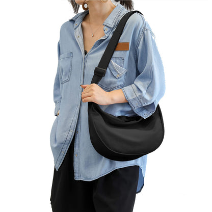 Medium Nylon Crossbody Crescent Bag for Women Men Fashionable Shoulder Bag with Adjustable Strap for Everyday Casual Travel