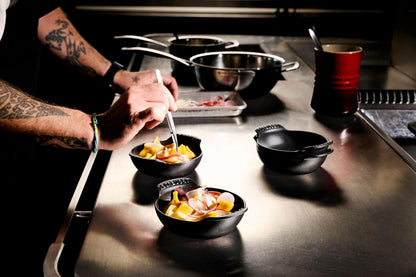 Le Creuset Enameled Cast Iron Mini Round Braiser Set - 4 Pieces, 0.3 Qt, Matte Black Finish