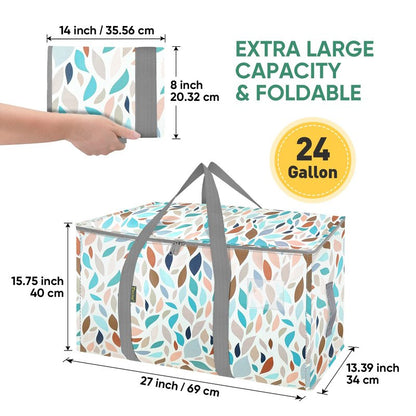 BALEINE 8-Pack Oversized Moving Bags with Reinforced Handles, Heavy-Duty Storage Tote for Clothes, Moving Supplies (Mosaic, 8-Pack)