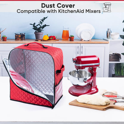 BAGSPRITE Stand Mixer Cover with Appliance Sliders Base Compatible with KitchenAid Mixer-Storage Bag for 4.5/5 Quart with Pockets for Kitchen Aid Accessories and Attachments