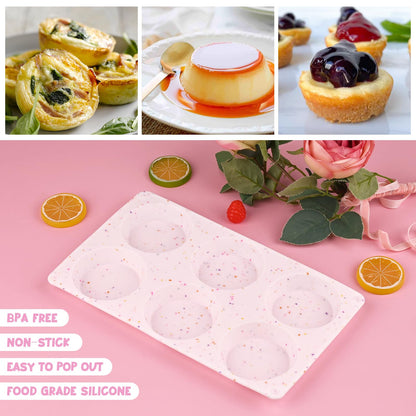 Sakolla 2 Pack Silicone Egg Bite Molds for Air Fryer, Nonstick 7 Cups Air Fryer Muffin Pan for Baking Egg Bite, Mini Muffins, Tart, Mini Cupcake and Quiche (Pink + Green)