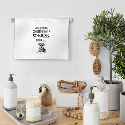 FIicy Miniature Schnauzer Gifts Kitchen Towels - Schnauzer Dog Lover Gifts Dish Towels, Mini SchnauzerGifts Dog Owner Decorative Hand Towels for Kitchen, DogKitchen Decor, Set of 2(16x24 Inch)