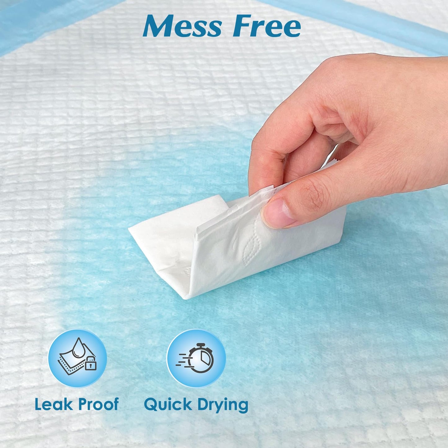 50 Count Super Absorbency Disposable Underpads, Leakproof Quick Drying Disposable Pads for Baby, Puppy and Adults, Disposable Changing Pads for Baby, Disposable Diaper Changing Pads, 17” x 13”, Blue