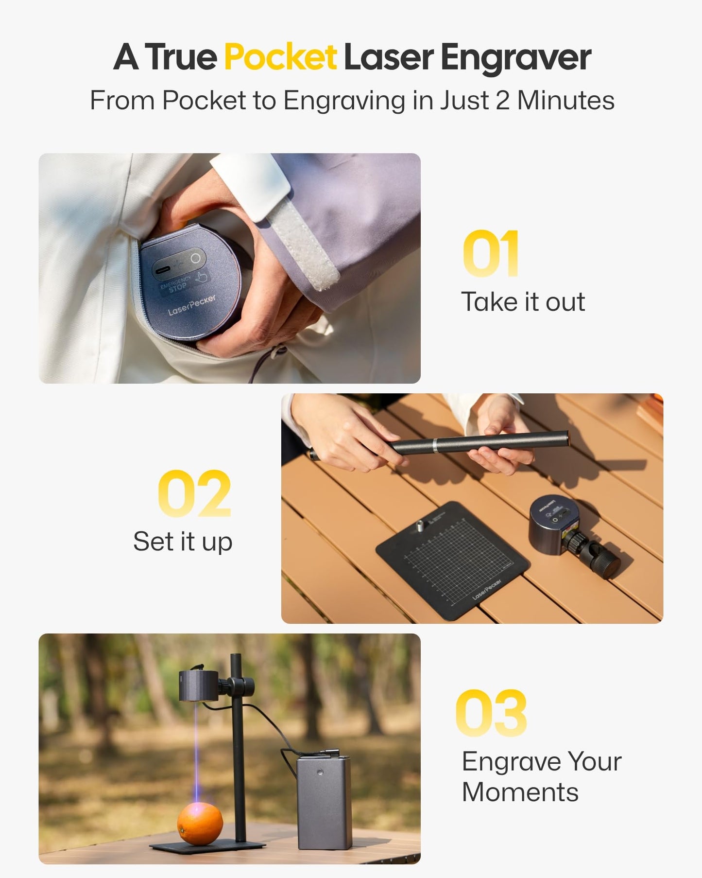 LaserPecker LP1 Plus Mini Laser Engraver for Beginners, Pocket-Sized Laser Engraving Machine with Adjustable Stand, 360° Multi-Angle Engraving for Wood Leather Paper DIY Projects
