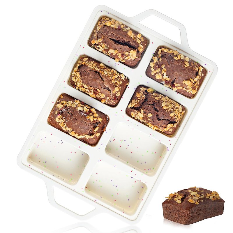 Mini Loaf Pan Silicone, Metal Reinforced Silicone Mini Bread Loaf Pan Nonstick Cornbread Pan 8 Cavities Small Loaf Pans for Baking Bread, Loaf, Meatloaf, Brownie, Butter 1Pack Red