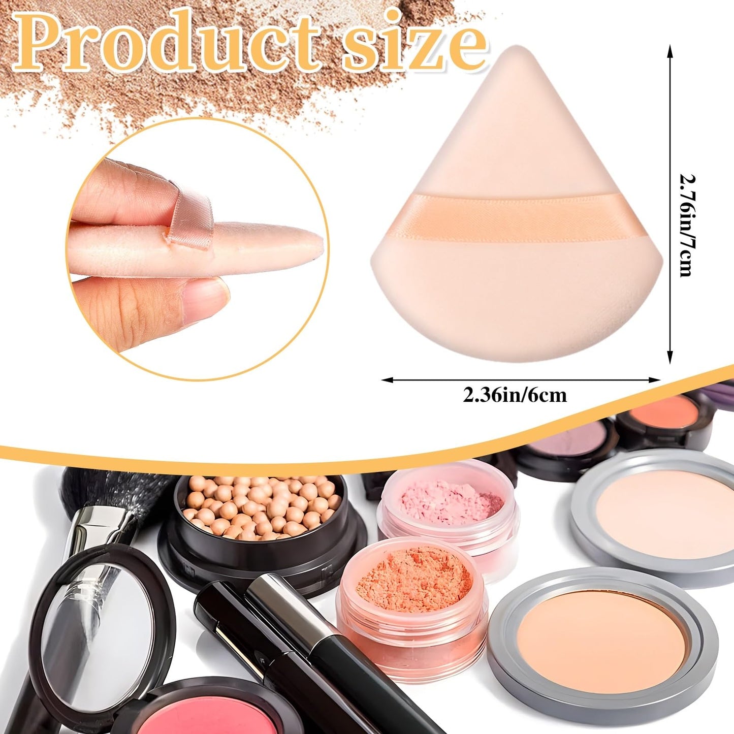 Pimoys 6 Pieces Powder Puff Face Makeup Sponge Soft Velour Triangle Powder Puffs Beauty Sponge Stocking Stuffers for Loose Powder (Black, Pink)
