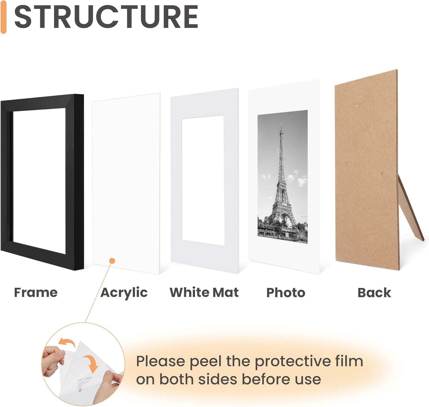 Upsimples 4x6 Picture Frame Set of 10 - Multi-Photo Collage Frames for Wall or Tabletop Display in Black