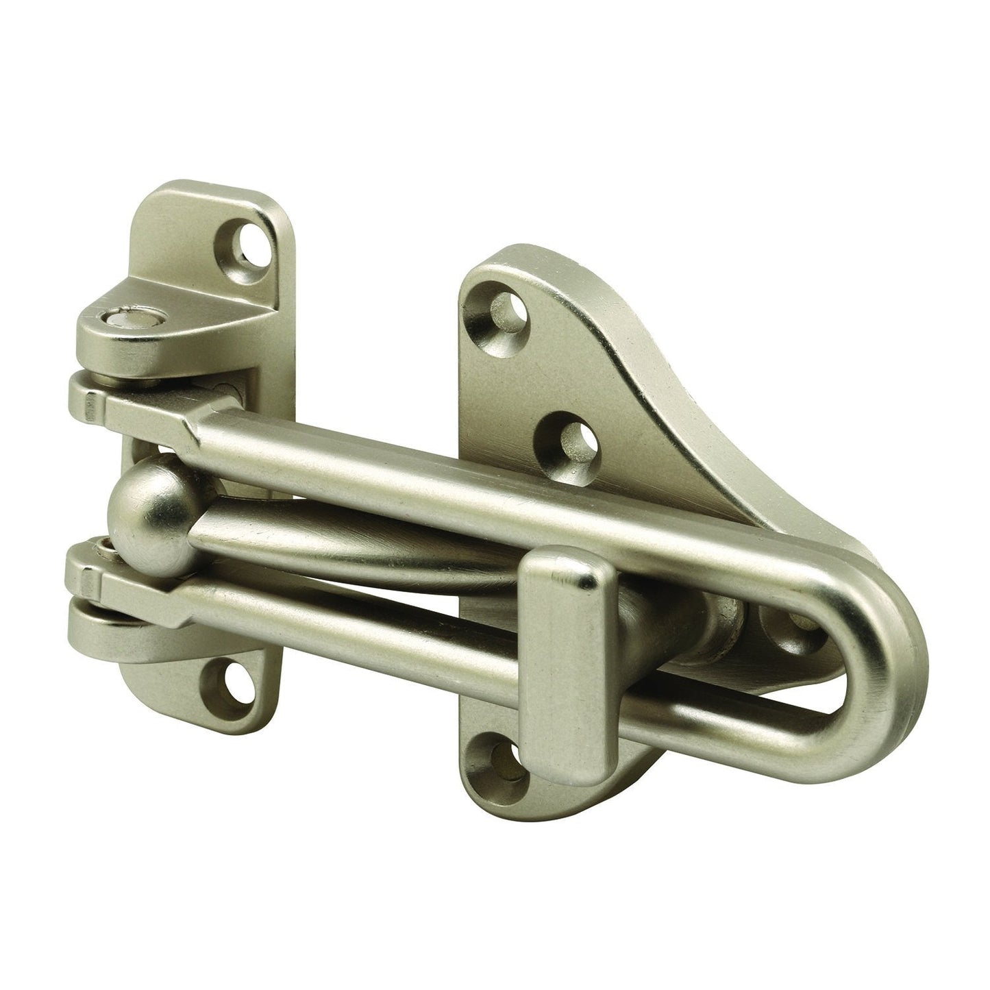 Prime-Line U 11316 Swing Bar Door Guard with High Security Auxiliary Lock, Satin Nickel Finish (Single Pack)