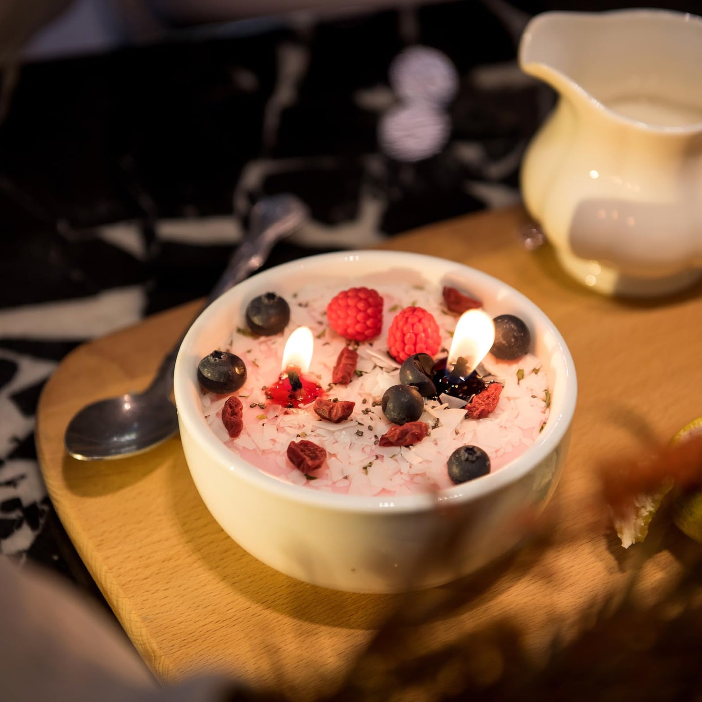 Realistic Fruity Yogurt Smoothie Bowl Scented Vegetable Wax Candle