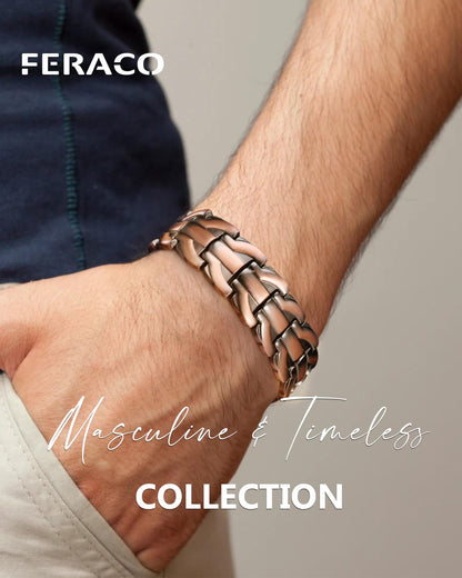 Feraco Copper Cross Bracelet for Men,Magnetic Therapy Bracelet Copper Jewelry with Powerful 3800 Gauss Magnets,Cooper Bracelet for Man