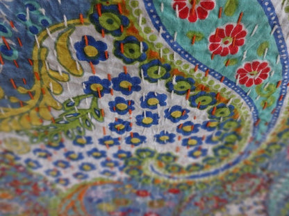 Trade Star Handmade Paisley Printed Quilt Twin Size Kantha Bedding Indian 100% Cotton Bedspread Bohemian Throw Floral Bed Cover for Home Decor