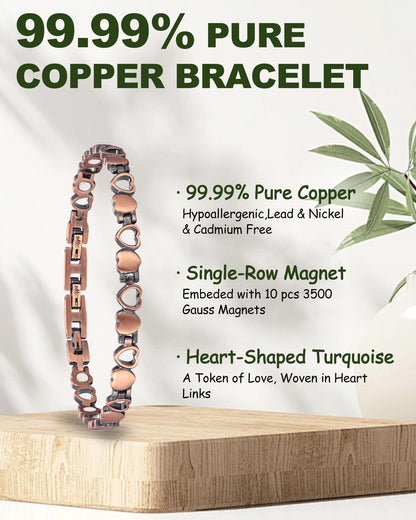 MagEnergy Copper Bracelets for Women, 99.99% Pure Copper Magnetic Bracelets with 3500 Gauss Magnets, Adjustable, Jewelry Gift