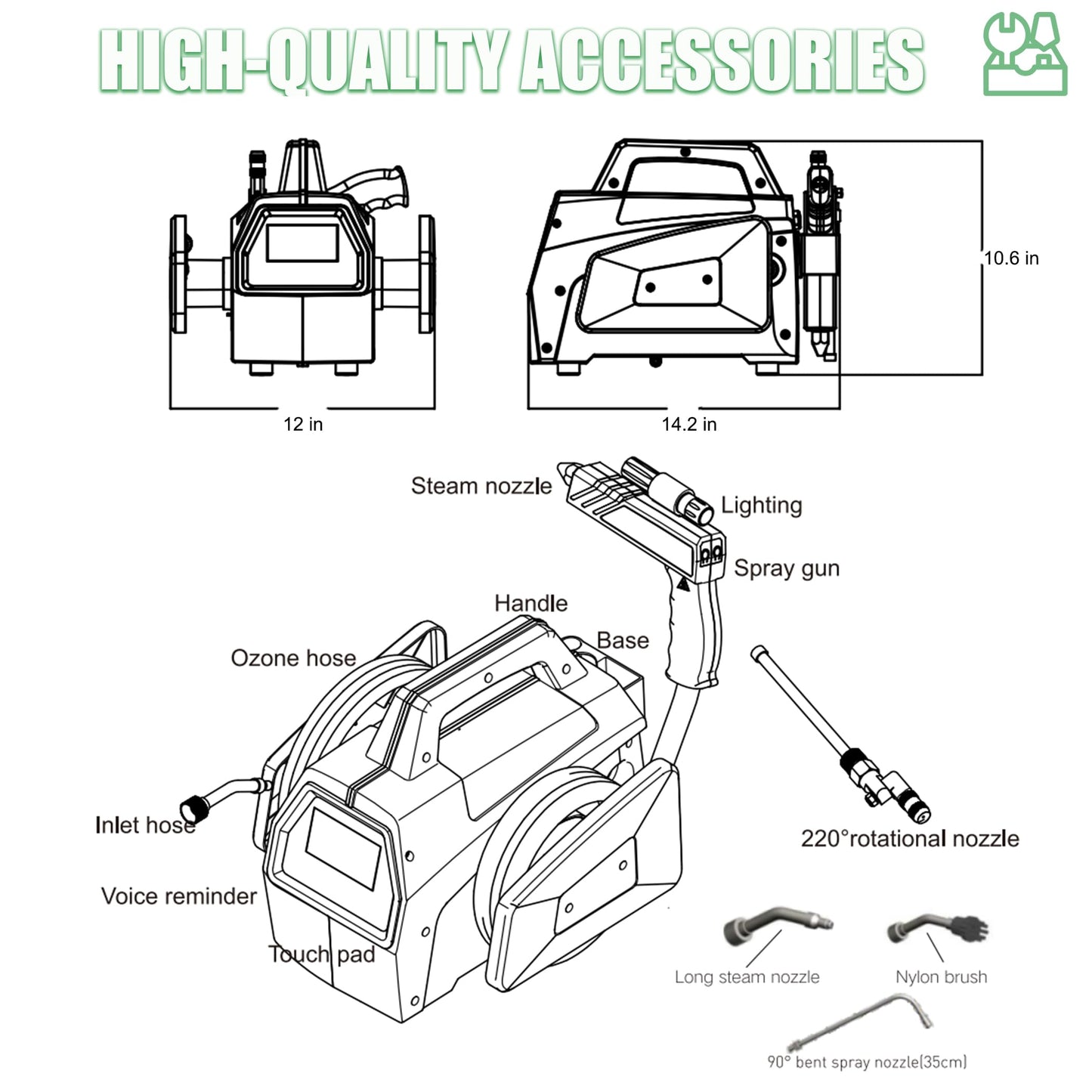 3300W High Pressure Steam Cleaner, ZPB140 Port A Blaster HVAC Coil Cleaning, High Temp Air Conditioning Steam Cleaning Machine, Heavy Duty Portable Steamer for HVAC, Car Detailing, Floor, Upholstery