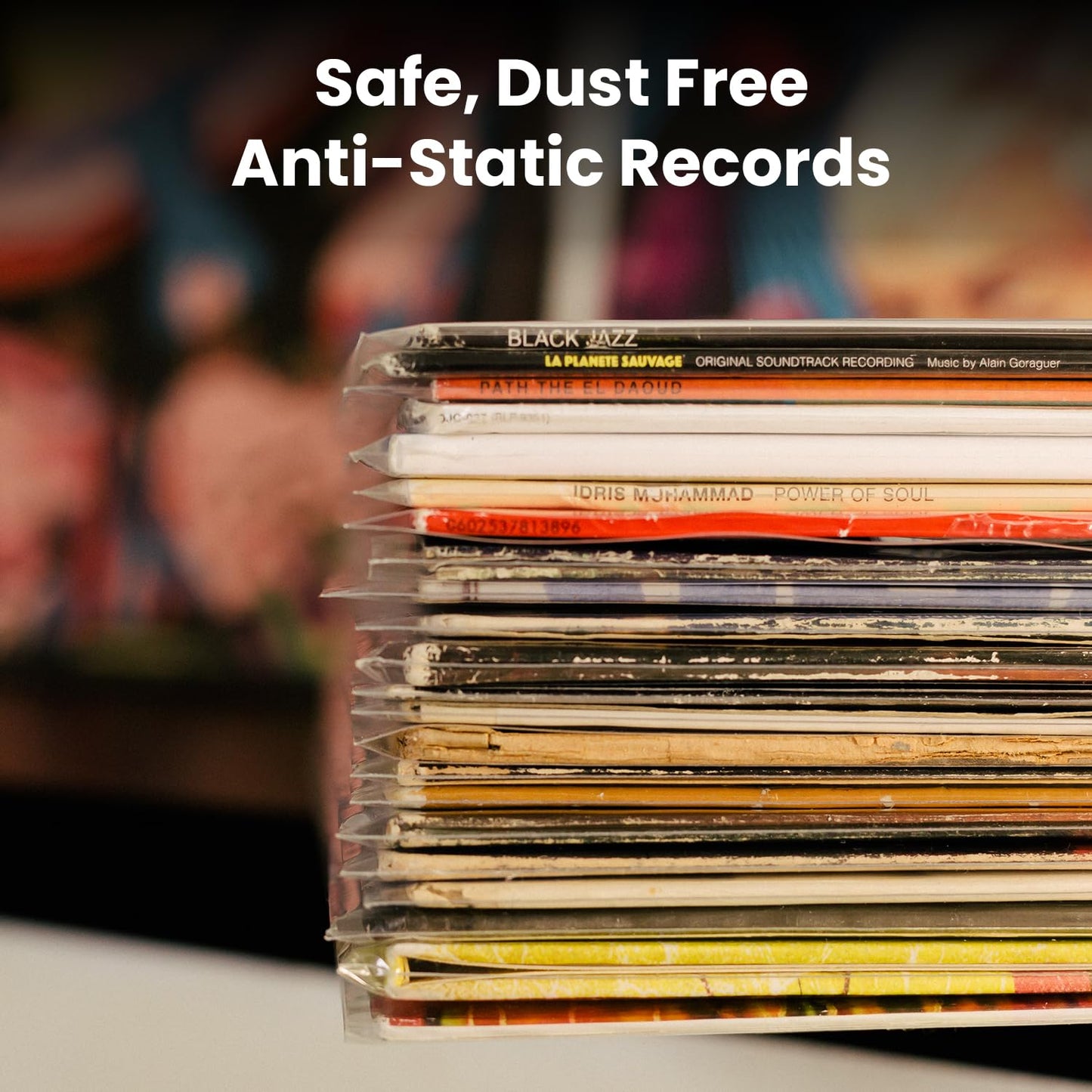 EVEO 25 Vinyl Record Sleeves Outer – Crystal Clear Outer Vinyl Sleeves LP Album Covers 12.75"x12.75" | Perfect Fit Protective 3 Mil Protection for Single & Double LPs - Archival Standard