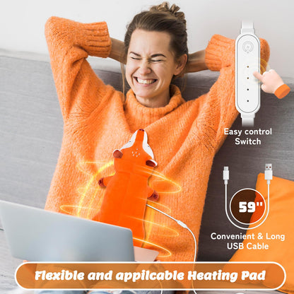 Electric Heating Pad for Period Cramps, Cuddly Soft 14" Capybara Plush with a Hot Soft Belly USB Powered, Menstrual Heating Pad Neck Shoulder Pain Relief, Gift for Women Daughter Wife