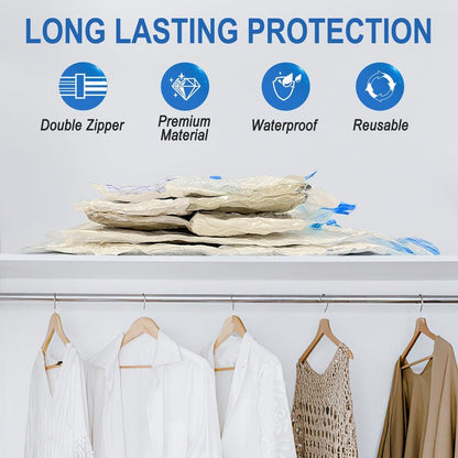 Fygrip Vacuum Storage Bags with Hand Pump, Plastic Packaging Bags, 80% Space Saver Vacuum Seal Bags for Clothing, Travel Lugggage, Blankets, Comforters, 16 Combo