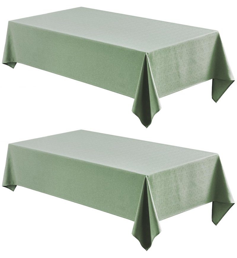Veblandy 2 Pack Rectangle Tablecloth, 60x104 inch, Water Resistant Wrinkle Free Linen Textured Table Cloth Washable, Decorative Fabric Table Cover for Dining, Party and Camping, Sage Green