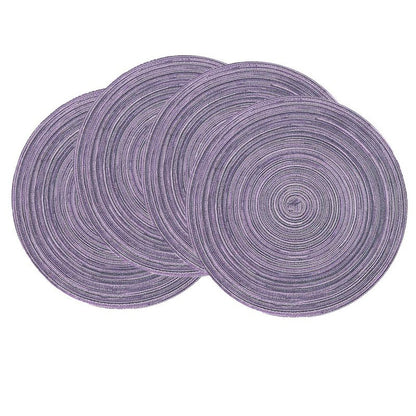 SHACOS Round Placemats Set of 4 Round Table Placemats Braided Cotton Place Mats 15 inch for Kitchen Dining Table Holiday Party (Light Purple, 4)