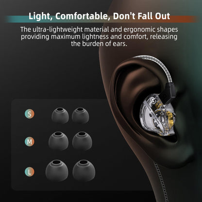 CCZ DC01 Pro in Ear Monitor Headphones, iems for Gaming, Professional Gaming Earbuds Super Bass Wired Earphones with 1DD, Patent Ear fins, Ear tips, for Singers Musicians Podcaster (black without mic)