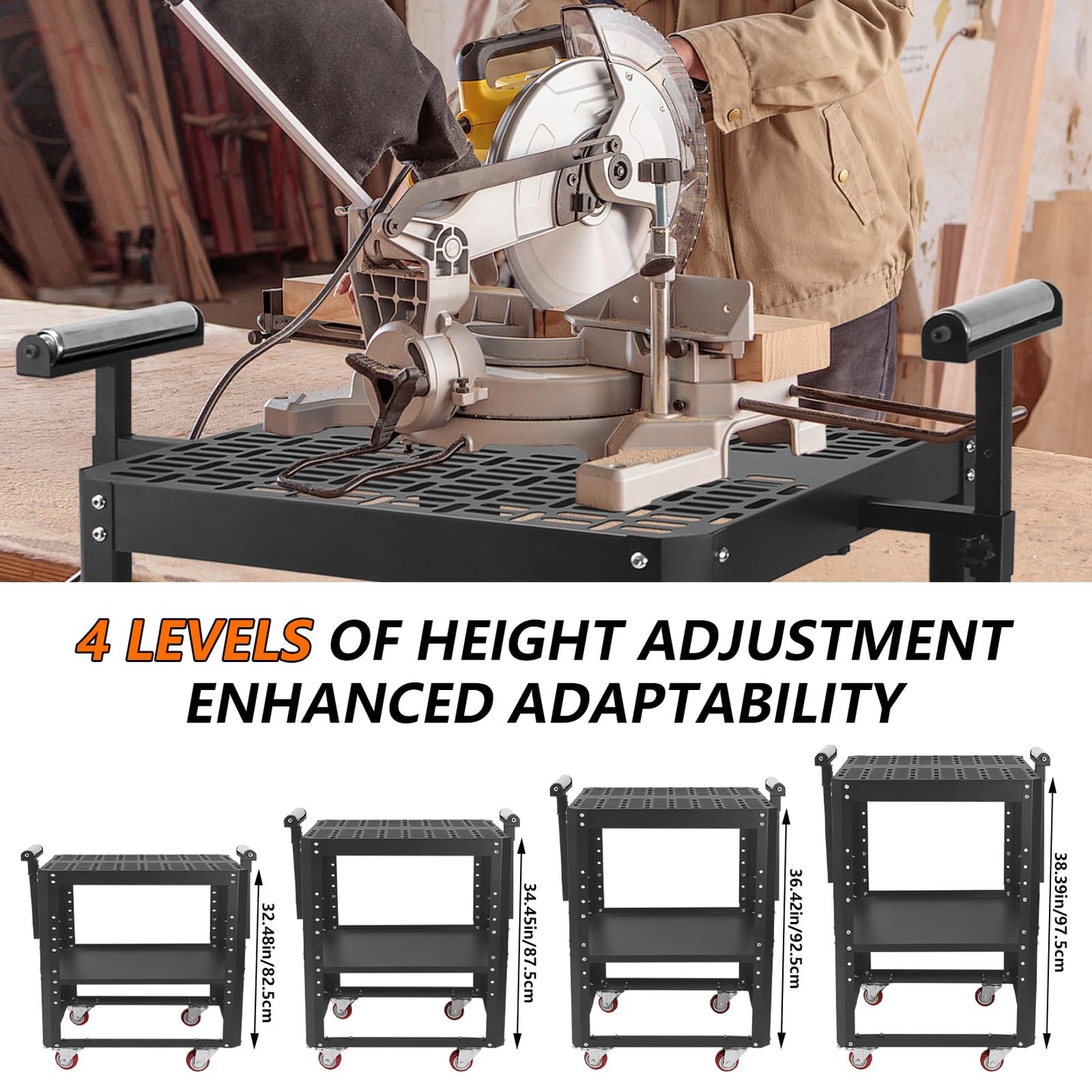 Planer Stand with Wheels,550 lbs Load Capacity Power Tool Stand,Height Adjustable Miter Saw Stand,Planer Table Stand with Extension Rollers, for Most Planers, Saws, Bench-top Machines, Power Tools