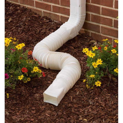 Amerimax White Flexible Downspout Extension Gutter Connector Rainwater Drainage