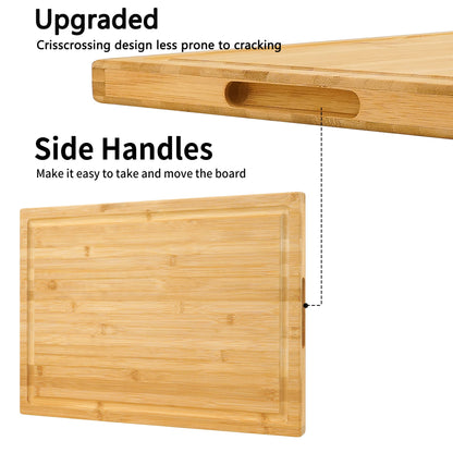 Utoplike Extra Large XXXL Bamboo Cutting Board 24 x16 Inch, Largest Wooden Butcher Block for Turkey, Meat, Vegetables, BBQ, Over the Sink Chopping Board with Handle and Juice Groove, Thickness 1.25"