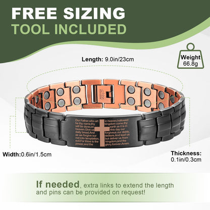 MagEnergy Men's Copper Magnetic Bracelet,99.9% Solid Copper Bracelets with Double-Row Strong Magnets,Adjustable with Sizing Tool Jewelry Box