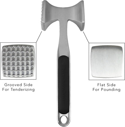 KitchenAid Gourmet Meat Tenderizer - Multi-Sided Design for Pounding Meats & Shellfish | Easy Storage, Black