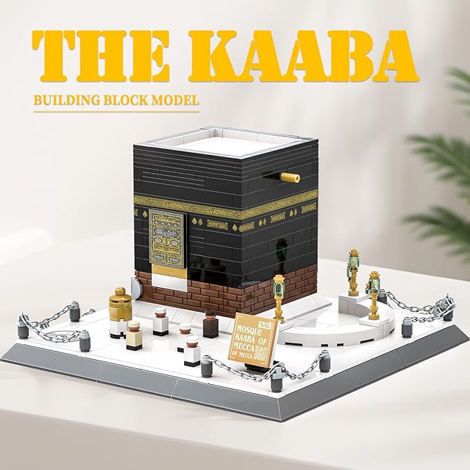 Mecca Kaaba Building Blocks 446 Pcs Holy Mosque Architecture Model Islamic Gift for Ramadan &amp Eid Educational Muslim Toy for Adults Teens Home Decor Souvenir with Display Base