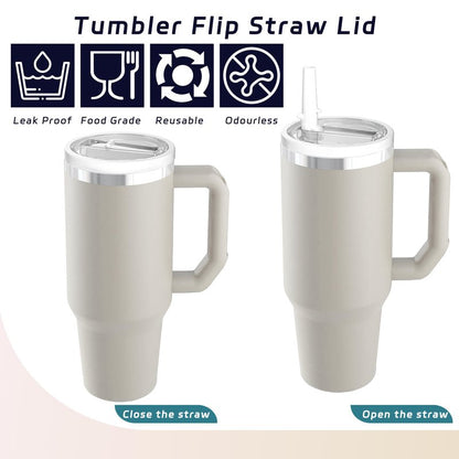 Miavers 2Pack 40oz Tumbler Flip Straw Lid Replacement suit for Stanley Quencher cup,leak proof and spill resistant tumbler lid, convenient Tumbler Cover applicable to Stanley 40oz tumbler (White)