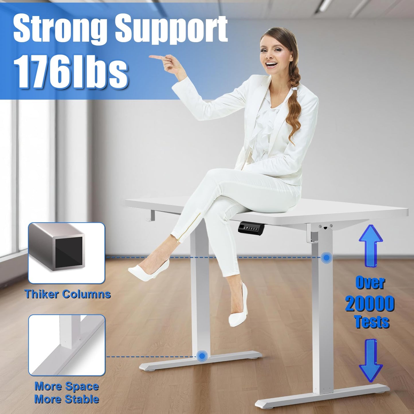 Whole Piece Standing Desk with Wheels Adjustable Height- Mobile Stand up Desk with Lockable Casters, Portable Sit Stand Desks Electric for Home & Office Workstation