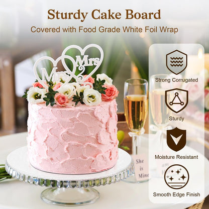 12 PCS Cake Boards 8 Inch Round, 8 Inch Cake Drums, 1/4" Thick Cake Drum, Cake Board Food Grade Cake Base, White Cake Cardboard Circles Bases para Pasteles for Wedding & Party & Pizza Desserts