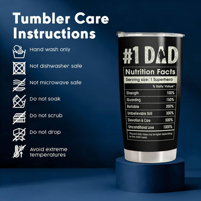 34HD Fathers Day Gift for Dad Tumbler 20oz, Funny Space Dadalorian Coffee Mug, Nutrition Facts Travel Cup for Father Husband Papa, Birthday Gifts from Daughter Son
