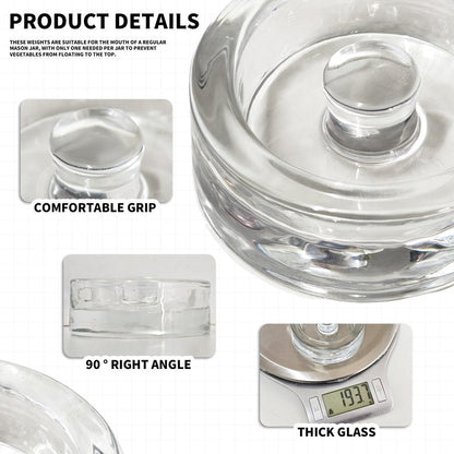 Fermentation Weights,2 Pack Glass Fermentation Weights with Grip Handle,Fermenting Weights for Wide Mouth Mason Jar and Canning Fermenting Pickling Sourkrout