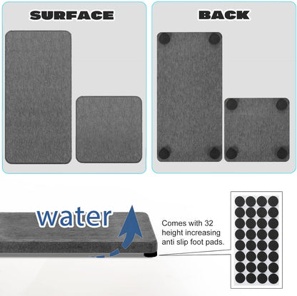 Skiennix Water Absorbing Stone Tray - Fast Drying Diatomite Coaster Set | 4PCS for Kitchen & Bathroom