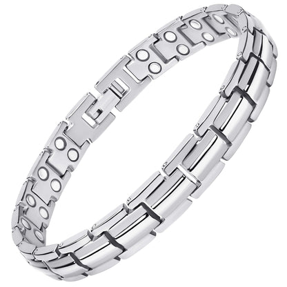MagnetRX Women's Ultra Strength Magnetic Bracelet – Effective Titanium Magnetic Bracelets for Women – Adjustable Length with Sizing Tool for Perfect Fit (Silver)