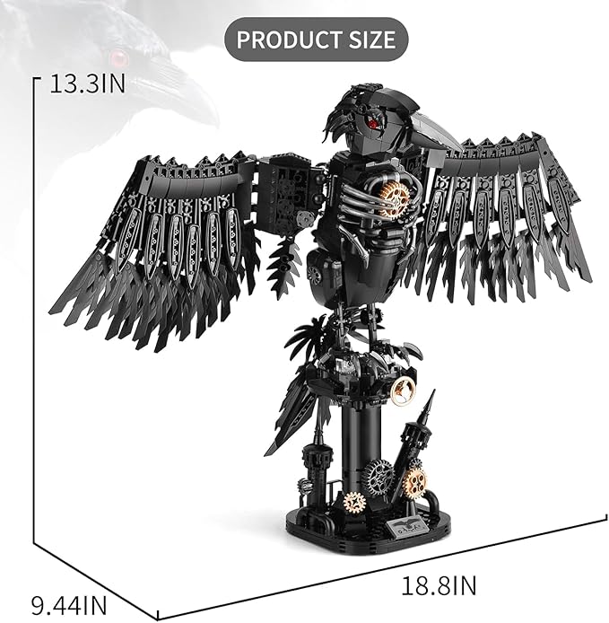 Mechanical Crow Building Sets Sky Animals Bird Building Block Collection Toy Home Office Decor Crow Bird Model Kit for Adults (1018PCS)