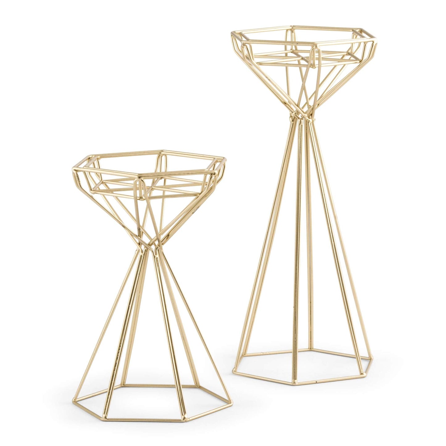 Weddingstar Tall Geometric Candle Holder - Gold - Set of 2