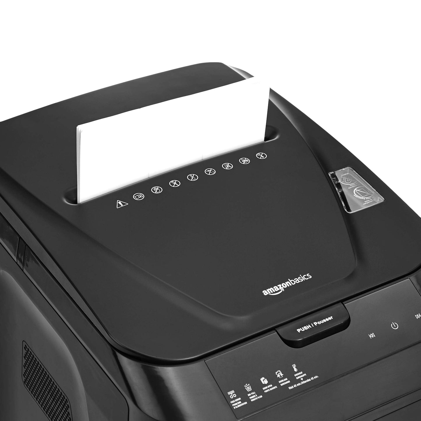 Amazon Basics 150-Sheet Autofeed Micro-Cut Paper and Credit Card Shredder, High Security Level P-4 with 8.5-Gallon Bin, 60-Minute Continuous Run Time, Black