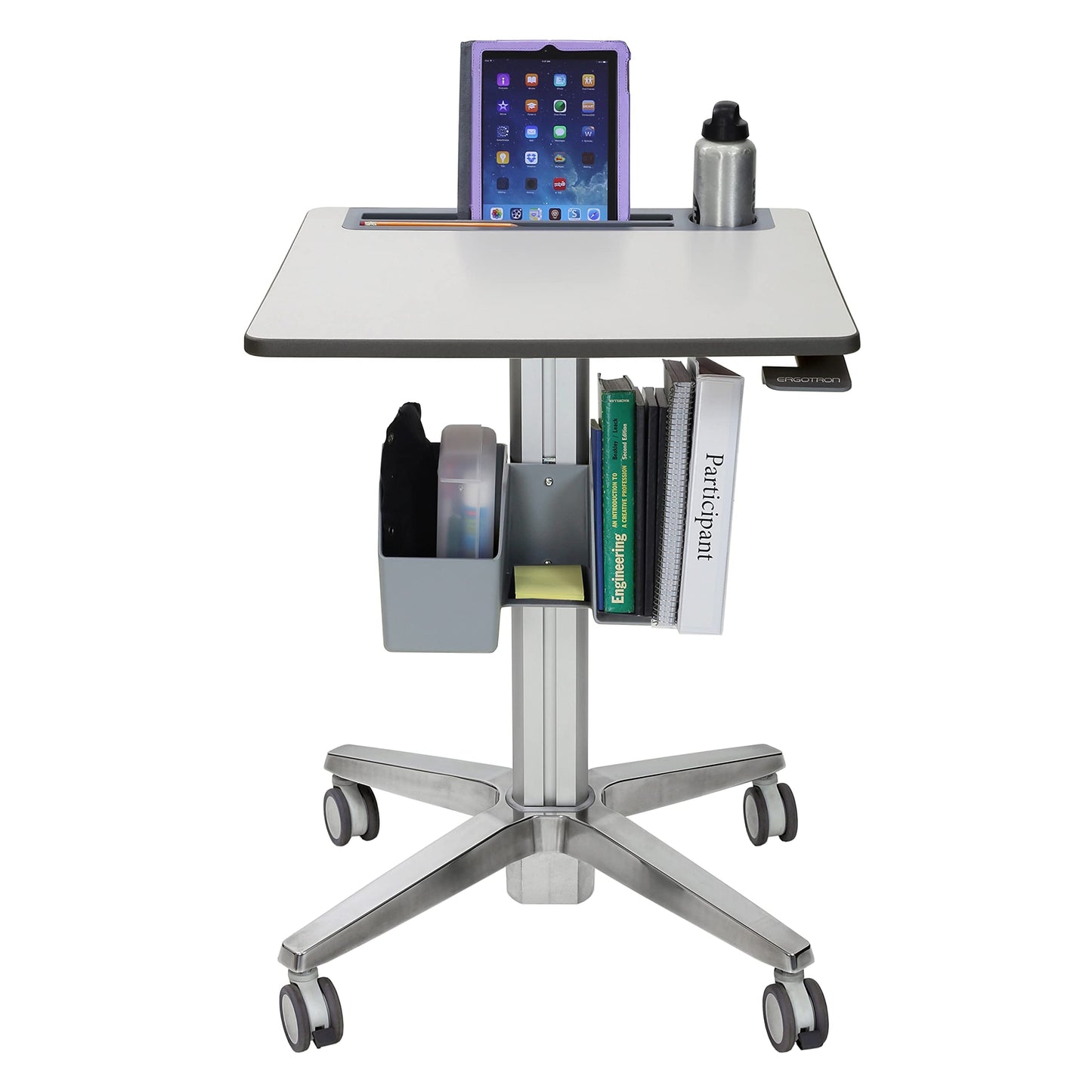 Ergotron – LearnFit Mobile Standing Desk, Adjustable Height Small Rolling Laptop Computer Sit Stand Desk with Wheels for Classroom, Office, Medical or Home Use – Adjusts from 29 to 45 Inches – Grey