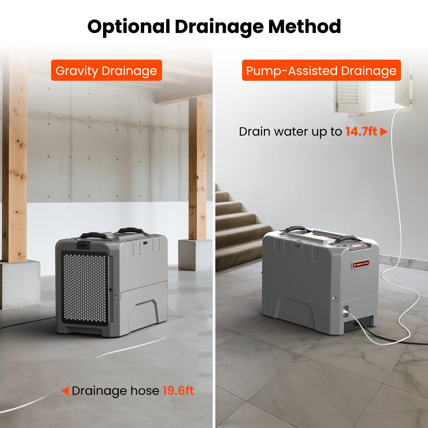 Abestorm LGR85 Commercial Dehumidifiers with Pump, 180 PPD Industrial Dehumidifier for Basement, Crawl Space, Warehouse, Auto Defrosting, 5 Years Limited Warranty