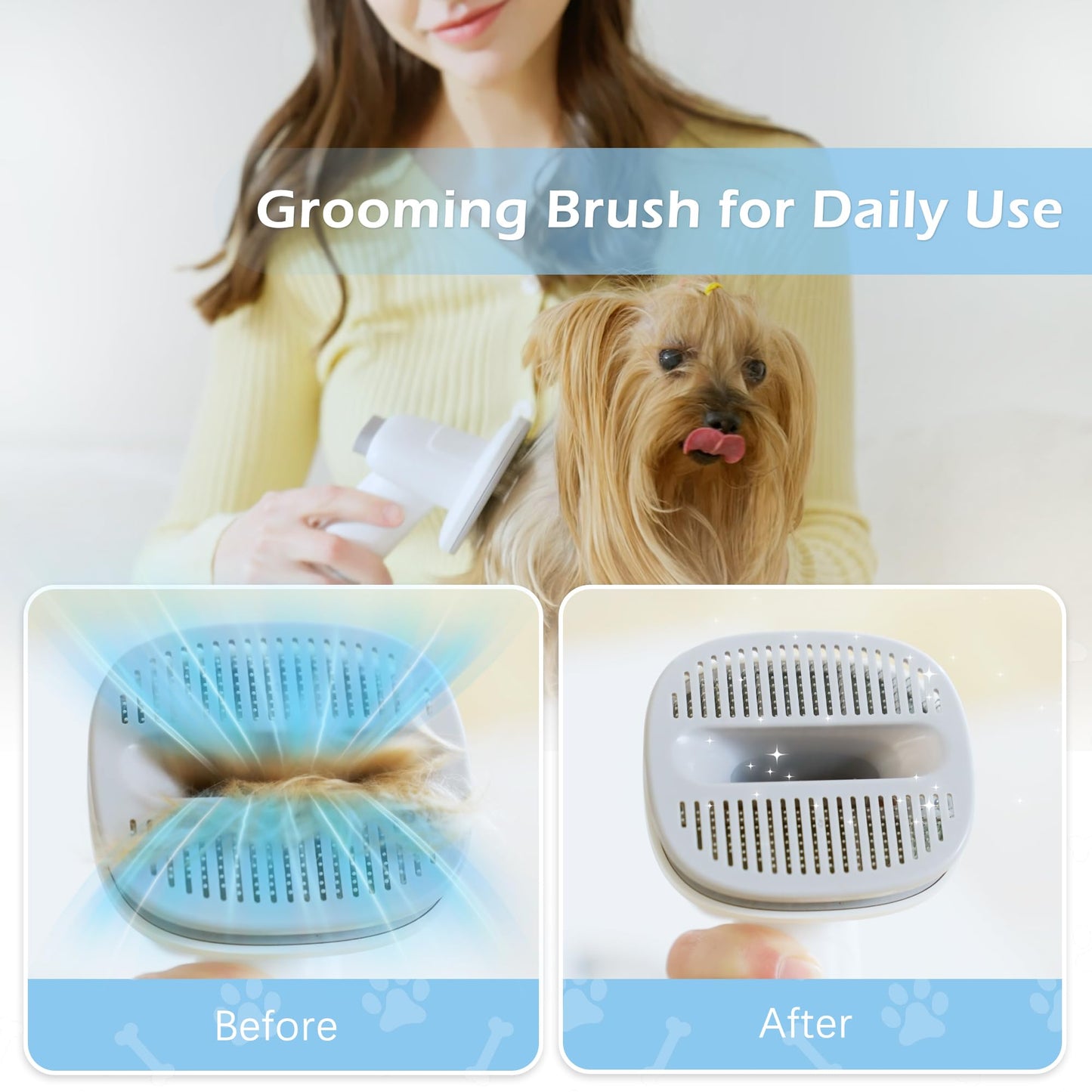 LMVVC Dog Grooming Vacuum, Pet Grooming Vacuum Kit 2.3L Suction 99% Pet Hair with 5 Tools for Dog Cat for Shedding Grooming, Low Noise (Blue & White)