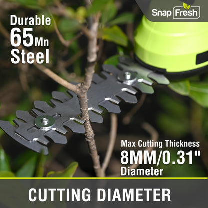 SnapFresh Cordless Grass Shears & Hedge Trimmer, 2-in-1 Handheld Electric Lightweight Hedge & Shrub Trimmer with Battery for Garden Yard Lawn, 2.0Ah Battery & USB-C Charging Cable Included
