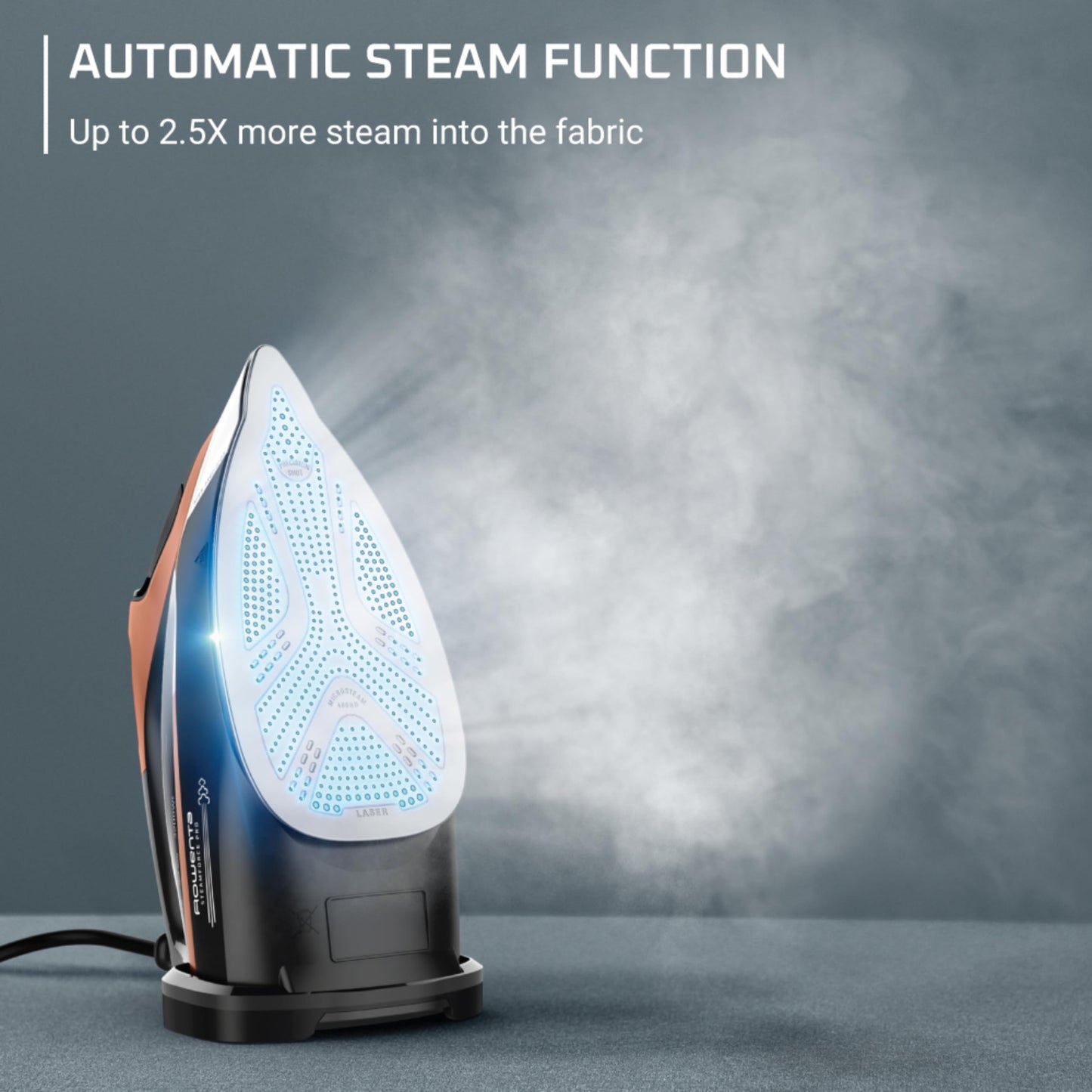 Rowenta Iron Steam Force Pro Steam Iron for Clothes, 1850 Watts, 5 Presets Smart Screen, Stainless Steel Soleplate, High-Efficiency Handheld Steamer Ironing, Anti-Drip Protection, Black Copper, DW9580