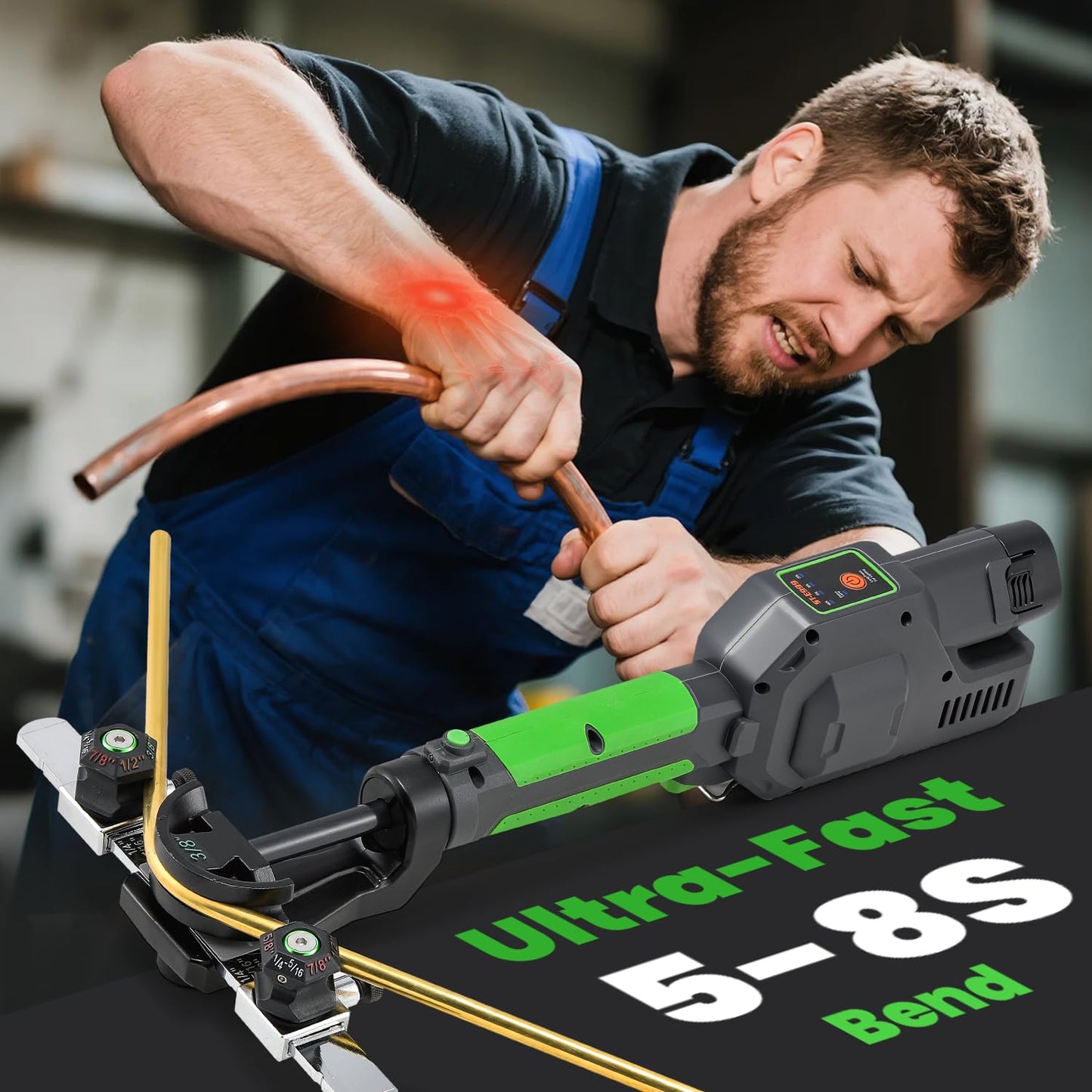 NEWTRY Electric Tube Bender for Soft Copper Tubing 12V Power Tubing Battery 1/4"-7/8" Copper Tube Bender with & 2200mah Battery Tubing Bender for HVAC Automobiles Hydraulic Systems