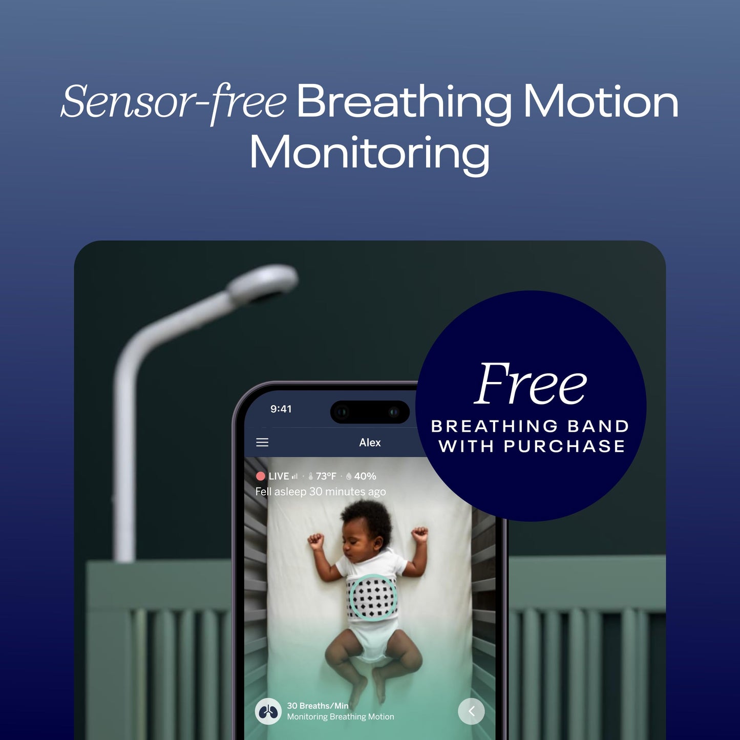 Nanit Pro Smart Baby Monitor & Wall Mount – 1080p Secure Wi-Fi Video Camera, Sensor-Free Sleep & Breathing Motion Tracker, 2-Way Audio, Sound & Motion Alerts, Night Vision, and Breathing Band - White